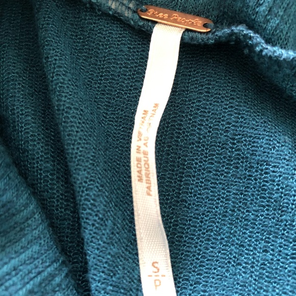 Free People Teal Turtleneck Long Sleeve Rouched Dress Size S - Picture 10 of 11